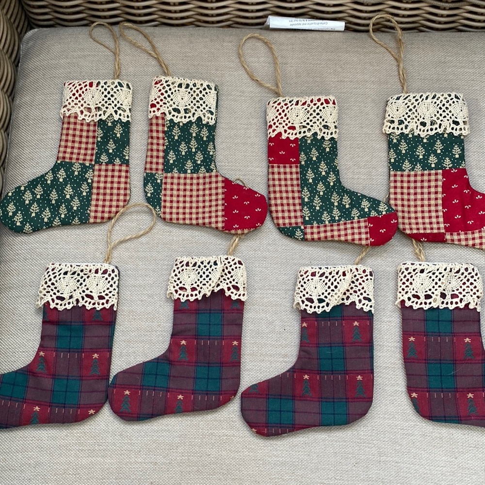 Handmade quilted mini stockings